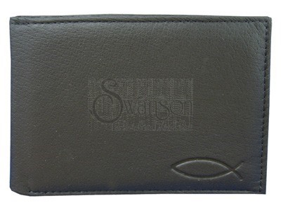 Wallet Black Leather Fish
