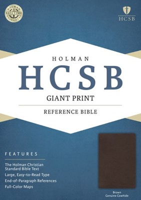 HCSB Giant Print Reference Bible, Brown Genuine Cowhide (Genuine Leather)