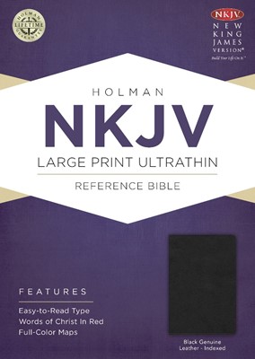 NKJV Large Print Ultrathin Reference Bible, Black (Genuine Leather)