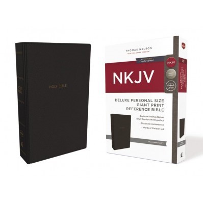 NKJV Deluxe Reference Bible Personal Size Giant Print, Black (Imitation Leather)