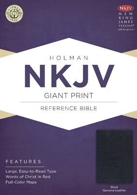 NKJV Giant Print Reference Bible, Black Genuine Leather (Leather Binding)