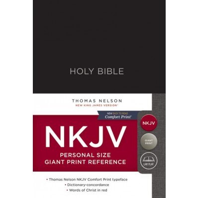 NKJV Reference Bible Personal Size Giant Print, Black (Hard Cover)