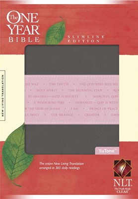 The NLT One Year Bible, Slimline Edition, Heather Gray/Pink (Imitation Leather)