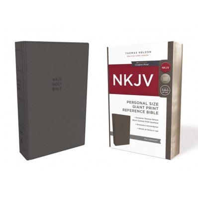 NKJV Reference Bible Personal Size Giant Print, Gray (Imitation Leather)