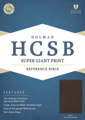 HCSB Super Giant Print Reference Bible, Brown Genuine Cowhid (Leather Binding)