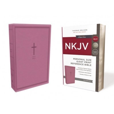 NKJV Reference Bible Personal Size Giant Print, Pink (Imitation Leather)