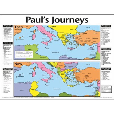 Paul's Journeys: Then/Now  20X26 (Wall Chart)