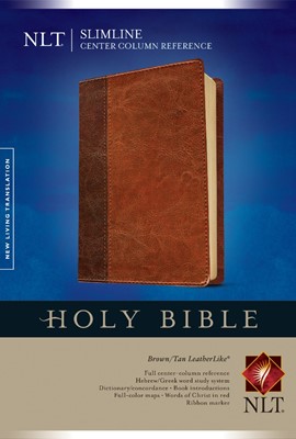 NLT Slimline Center Column Reference Bible, Brown/Tan (Imitation Leather)