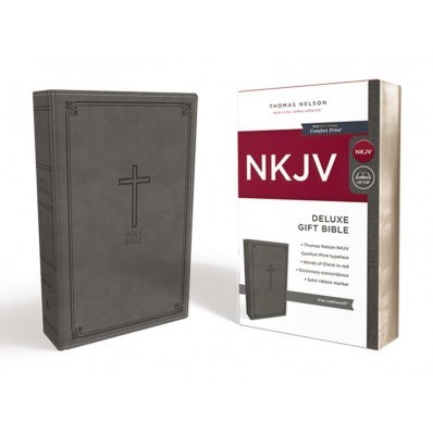 NKJV Deluxe Gift Bible, Gray, Red Letter Ed. (Imitation Leather)