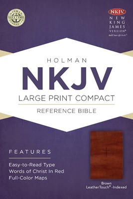 NKJV Large Print Compact Reference Bible, Brown (Imitation Leather)