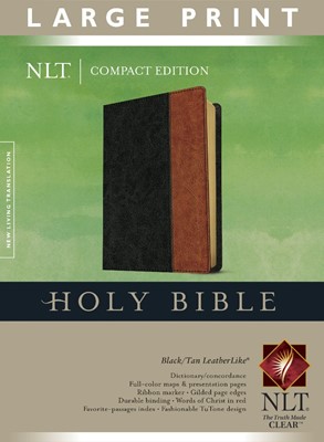 NLT Compact Bible Large Print Tutone Black/Tan (Imitation Leather)