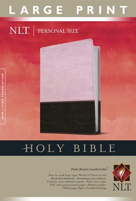 NLT Holy Bible Personal Size Large Print, Pink/Brown (Imitation Leather)