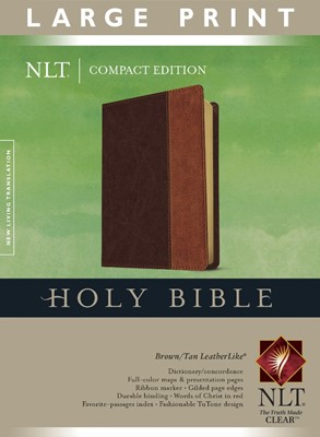 NLT Compact Edition Bible Large Print Tutone Brown/Tan (Imitation Leather)