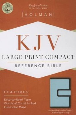 KJV Large Print Compact Reference Bible, Brown/Blue (Imitation Leather)
