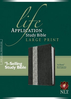 NLT Life Application Study Bible Large Print Black/Ivory (Imitation Leather)