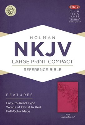 NKJV Large Print Compact Reference Bible, Pink Leathertouch (Imitation Leather)
