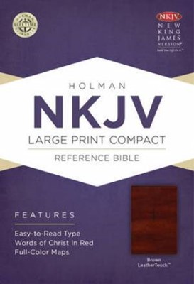 NKJV Large Print Compact Reference Bible, Brown Leathertouch (Imitation Leather)