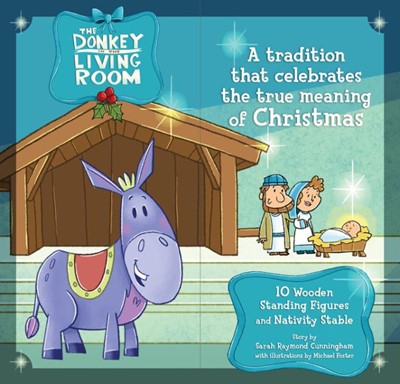 The Donkey In The Living Room Book with Nativity Set (Hard Cover)