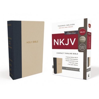 NKJV Thinline Bible, Compact, Blue/Tan, Red Letter Ed. (Cloth-Bound)