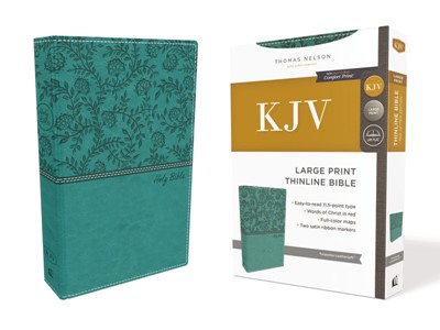 KJV Thinline Bible, Green, Large Print, Red Letter Edition (Imitation Leather)