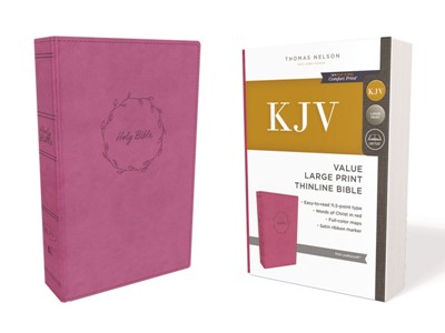 KJV Value Thinline Bible, Pink, Large Print, Red Letter Ed. (Imitation Leather)