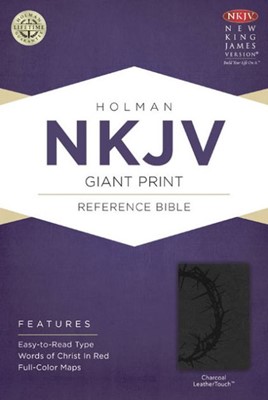 NKJV Giant Print Reference Bible, Charcoal Leathertouch (Imitation Leather)