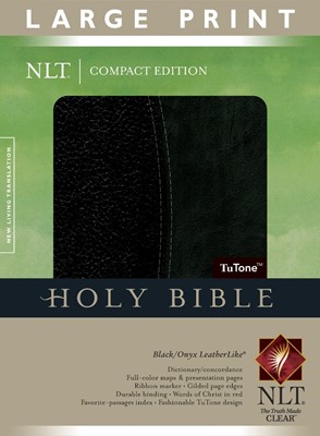 NLT Compact Edition Bible Large Print, Black/Onyx, Indexed (Imitation Leather)