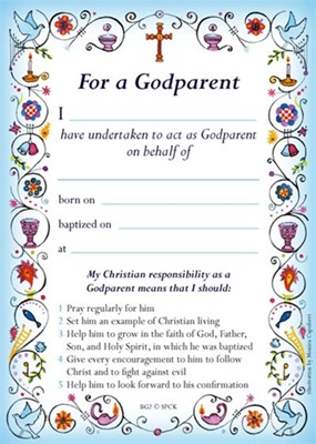 Godparent Card New Blue (pack of 40) (Certificate)