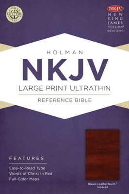 NKJV Large Print Ultrathin Reference Bible, Brown (Imitation Leather)