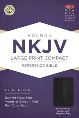 NKJV Large Print Compact Reference Black, Magnetic Flap (Bonded Leather)
