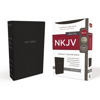 NKJV Thinline Bible, Compact, Black, Red Letter Ed. (Imitation Leather)