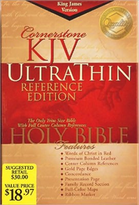 KJV Cornerstone Ultrathin Reference Bible, Black (Bonded Leather)