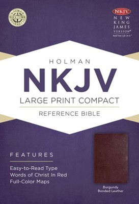 NKJV Large Print Compact Reference Bible, Burgundy (Bonded Leather)