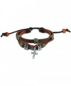 Leather & Chain Cross Bracelet