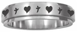 Spinner Ring Hearts 'n' Crosses Size 8