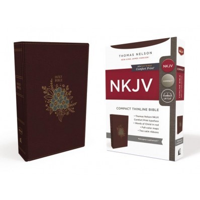 NKJV Thinline Bible, Compact, Burgundy, Red Letter Ed. (Imitation Leather)