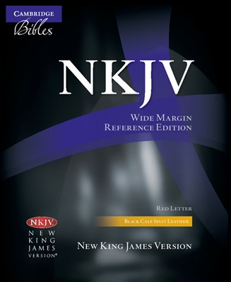 NKJV Wide Margin Reference Bible, Black Calfsplit Leather (Leather Binding)
