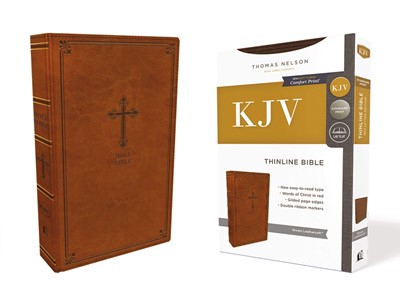 KJV Thinline Bible, Brown, Red Letter Edition, Comfort Print (Imitation Leather)