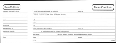 Banns of Marriage Certificate Book