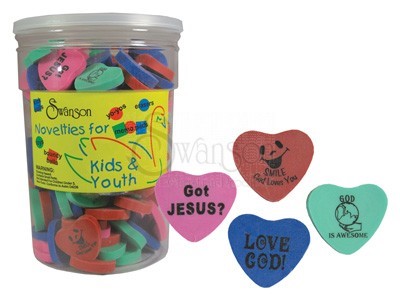 Erasers Assorted Hearts Pk 144