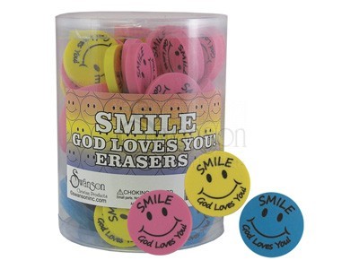 Round Smile Erasers Pk96
