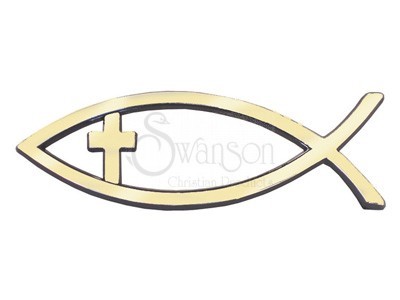 Car Emblem: Fish + Cross Gold