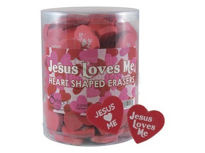 Jesus Loves Me Heart Eraser Pk96