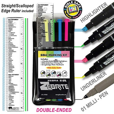 Zebrite Bible Marking Kit - 4 highlighters, underliner,ruler (Pen)