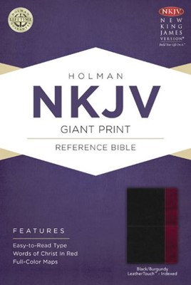 NKJV Giant Print Reference Bible, Black/Burgundy (Imitation Leather)