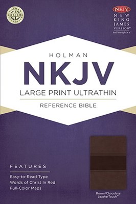 NKJV Large Print Ultrathin Reference Bible, Brown/Chocolate (Imitation Leather)
