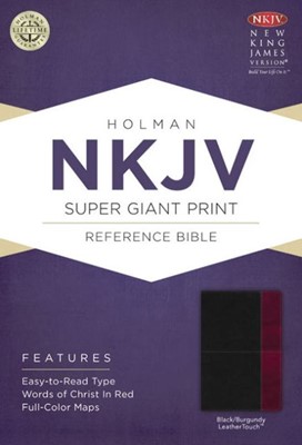NKJV Super Giant Print Reference Bible, Black/Burgundy (Imitation Leather)