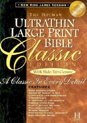 NKJV Large Print Classic Ultrathin Reference Bible, Black (Bonded Leather)