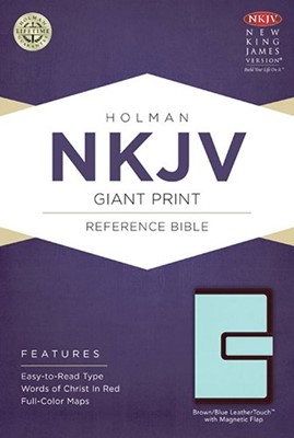 NKJV Giant Print Reference Bible, Brown/Blue Leathertouch (Imitation Leather)