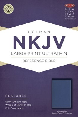 NKJV Large Print Ultrathin Reference Bible, Cobalt (Imitation Leather)
